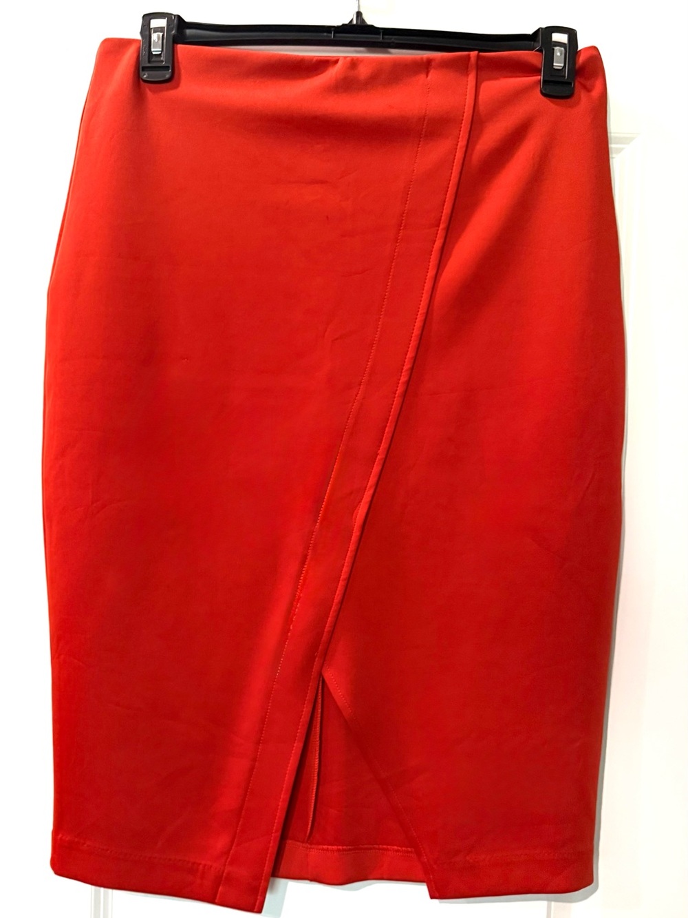 New York & Company Bright burnt orange asymmetrical slit front Pencil Skirt